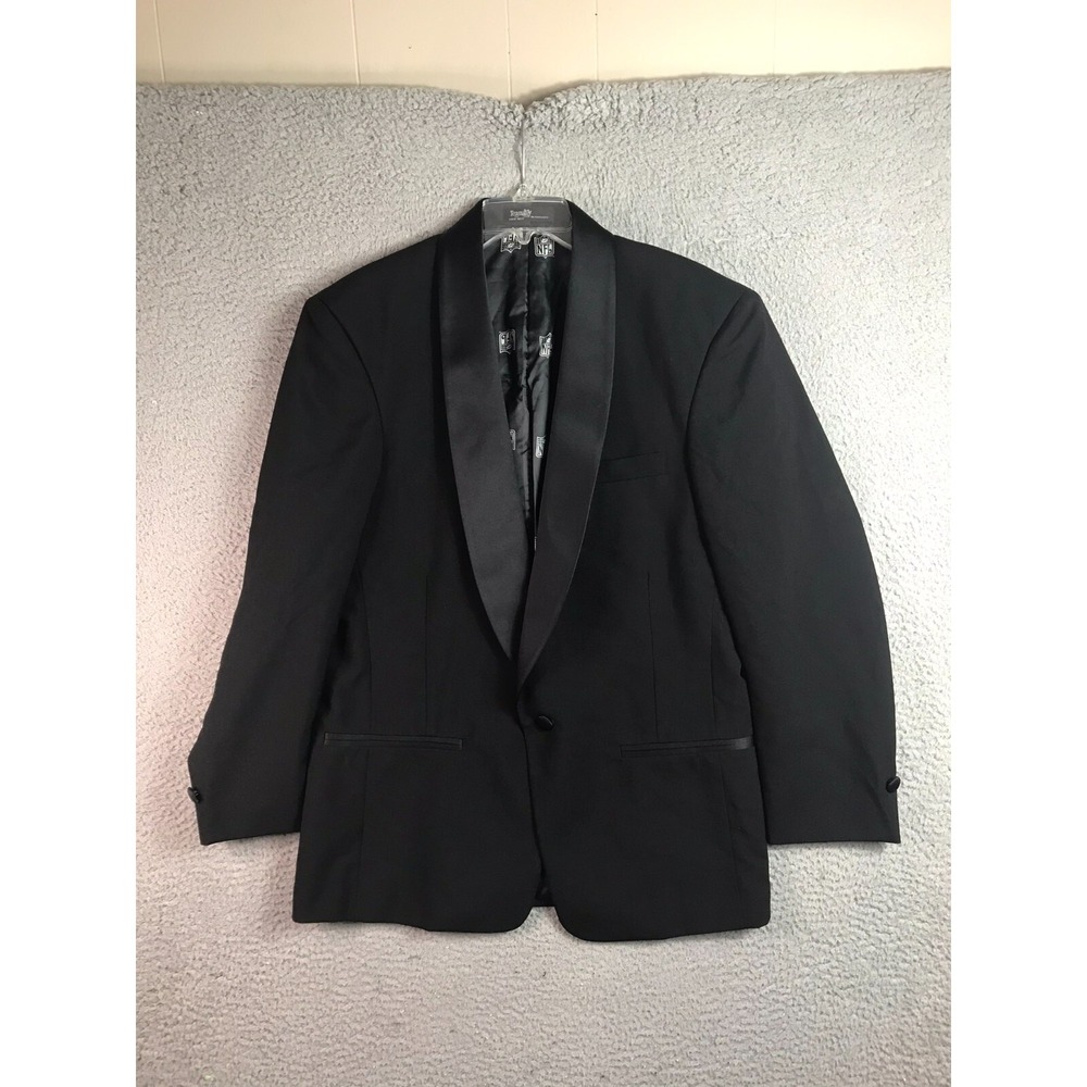 Vintage '95 NFL Team By Lord West Sport Coat Mens 40R Black 1 Button Suit Jacket